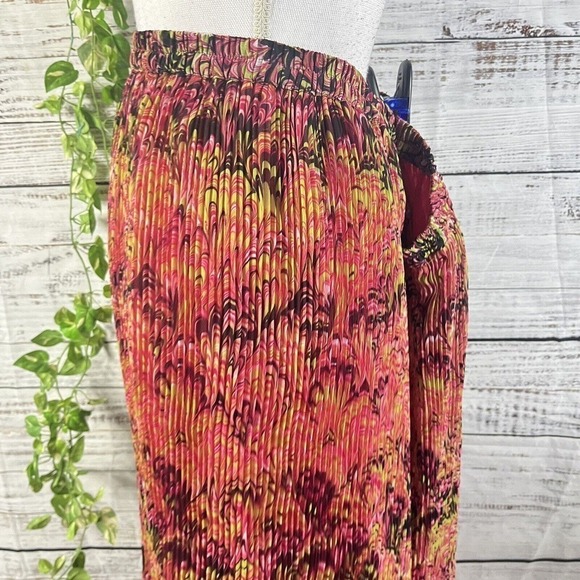 Krazy Kat Skirt size XXL Pink Green Paisley Pleated Sheer Midi Modest Boho - Picture 9 of 13